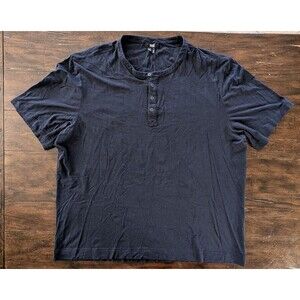 PAIGE T-Shirt Men's XXL Deep Anchor Navy Blue Henley Short Sleeve Cotton Viscose